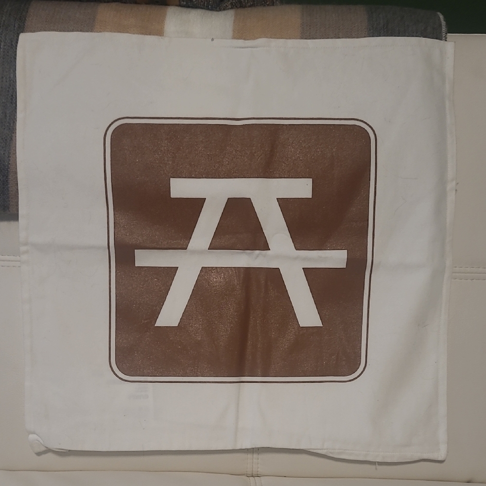 Brown and White Picnic Bench Pillow Cover